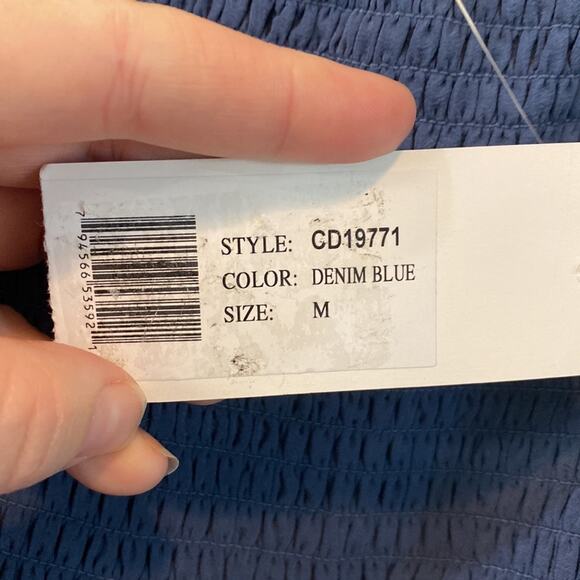 NICOLE MILLER Smocked Mini Dress NWT denim blue size M (b18) - Picture 3 of 5